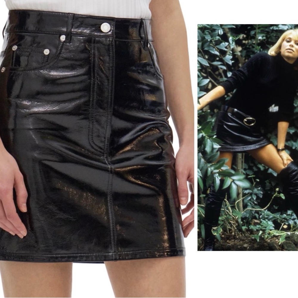 NWOT Helmut Lang Shiny patent leather Black Mini Skirt size 6